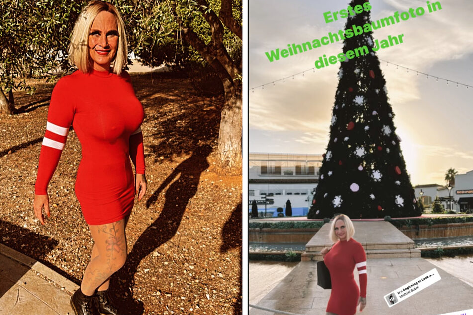 Caro Robens (44) zeigt mit ihrem roten Kleidchen, dass sie bereits in vorweihnachtlicher Stimmung ist.