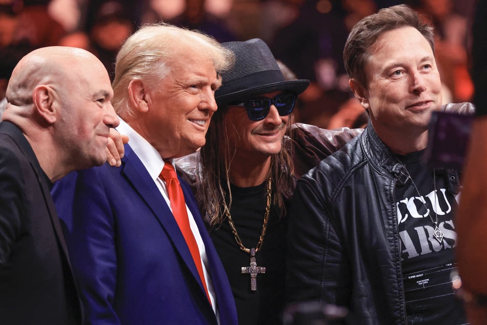 Trump was joined by UFC boss Dana White (l.), Kid Rock, and Elon Musk (r.) – all long-time supporters of the Republican.