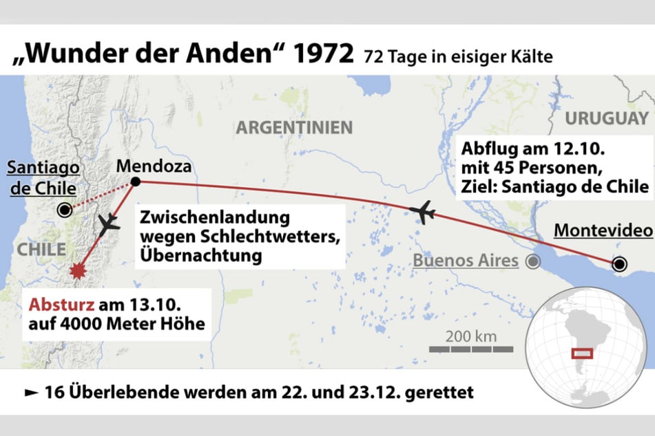 Am 12. Oktober 1972 startete die Maschine in Montevideo und landete in Mendoza zwischen. Am 13. Oktober 1972 stürzte das Flugzeug über den Anden ab.