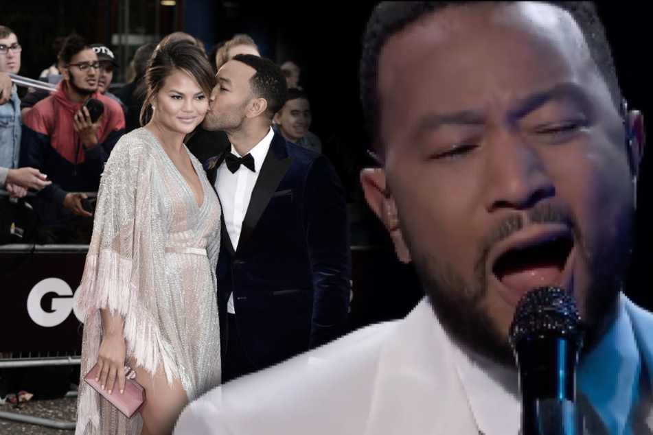 John Legend in tears as he sings for Chrissy and their unborn baby