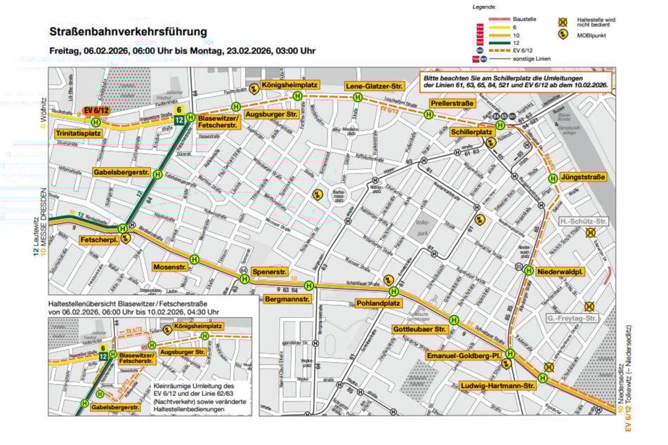 So wird der Fahrplan der Straßenbahnlinien 6, 10 und 12 aussehen.