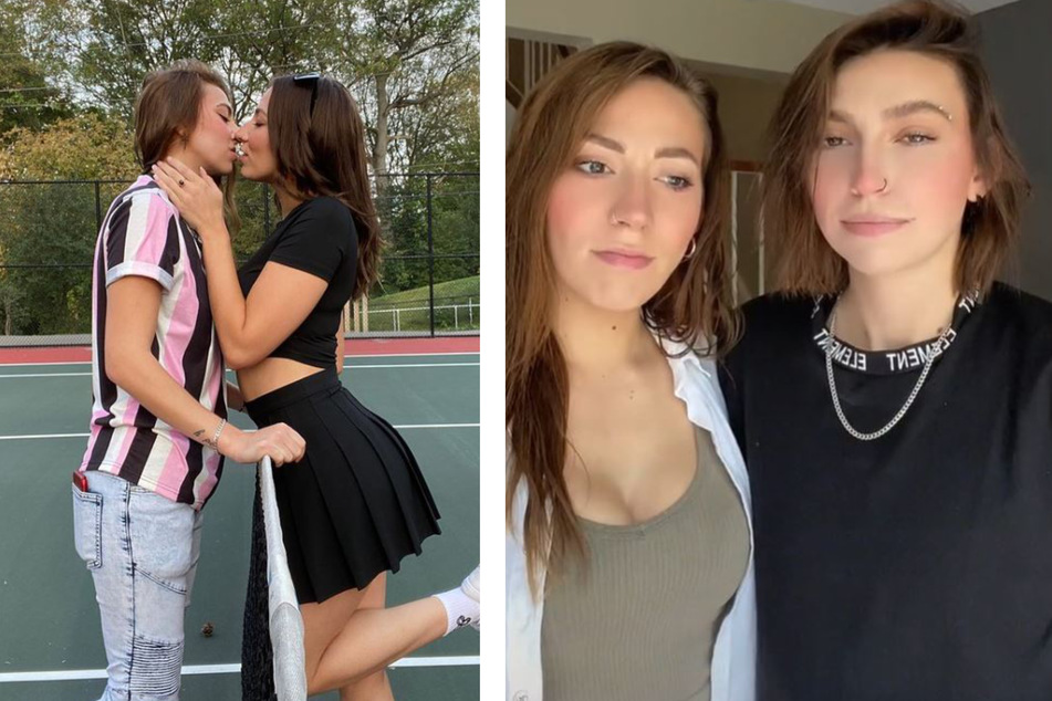 Lesbische Frauen, die wie Schwestern aussehen, sind platt, als ihre Mütter ihnen etwas beichten