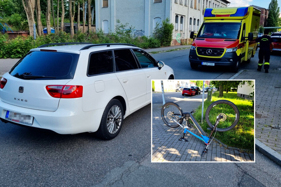 Crash in Chemnitz: Radfahrer kracht mit Auto zusammen