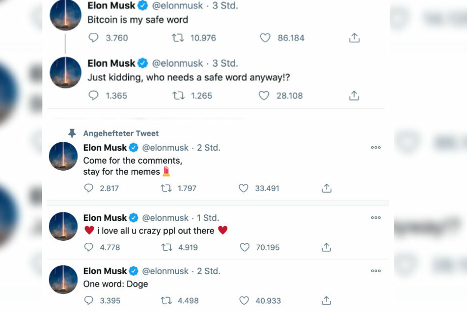 Am Sonntag postete Musk zahlreiche, etwas merkwürdig anmutende Äußerungen.