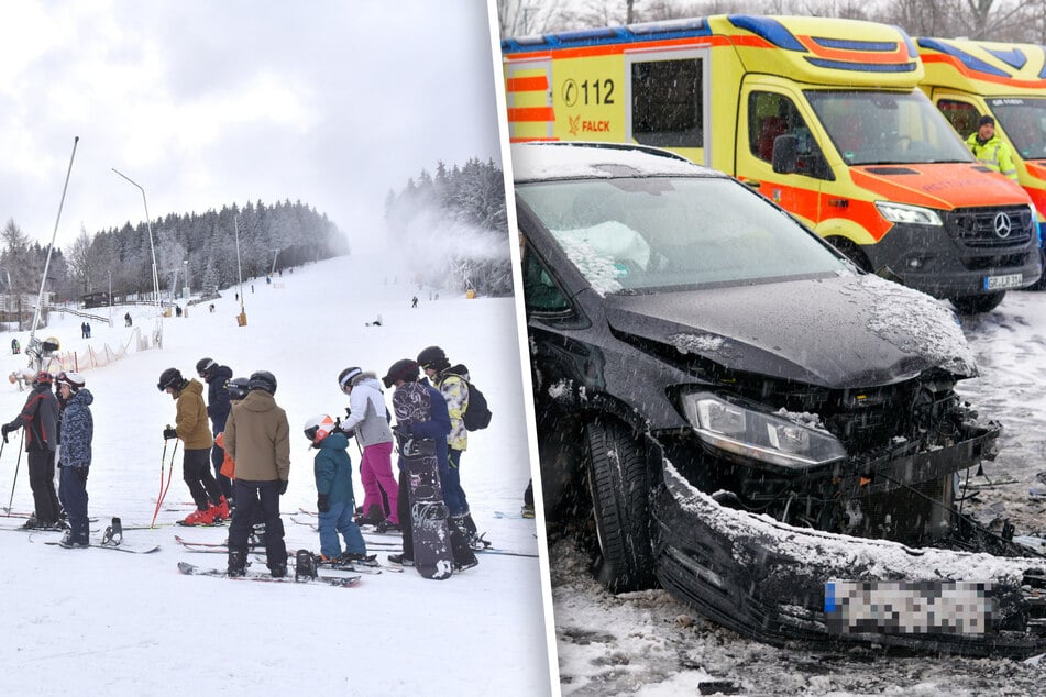 Unfälle nach Wintereinbruch in Sachsen: Ski- und Autofahrer kommen ins Rutschen