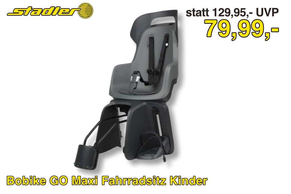 Der Bobike Maxi Fahrradsitz Kinder
für 79,99 statt 129,95 Euro.