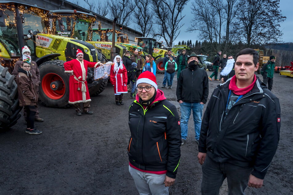 Die Hauptorganisatoren Maria Pape (30) und Carsten Schulz (28) konnten viele erzgebirgische Bauern für die Weihnachts-Aktion gewinnen.