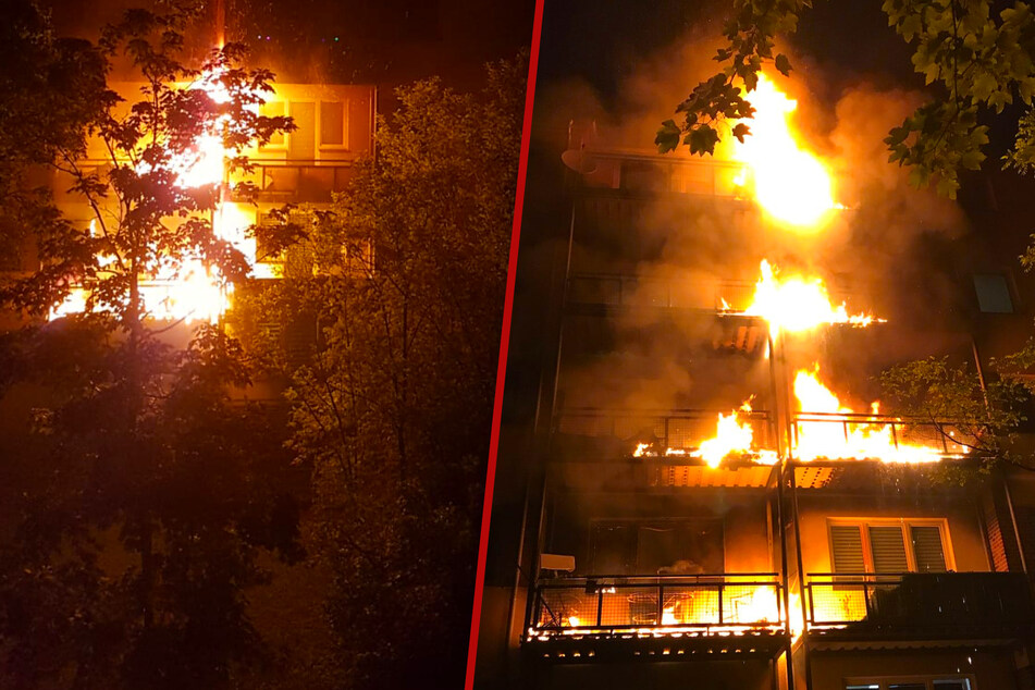 Leipzig: Balkone und Dachstuhl in Leipziger Mehrfamilienhaus in Flammen! 23 Mieter gerettet, drei Verletzte