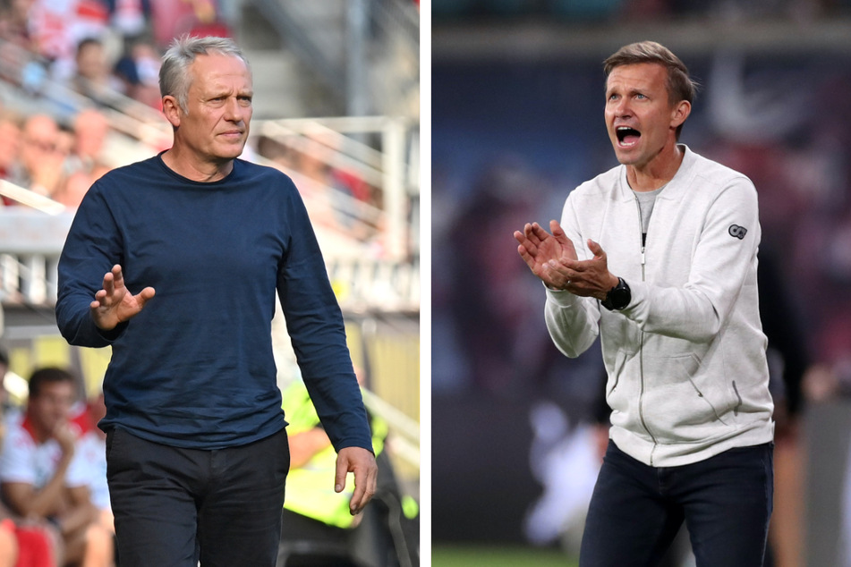 Jesse Marsch (47, r.) fordert von seiner Mannschaft die beste Leistung der Saison, wenn es am Samstag gegen den SC Freiburg unter Trainer Christian Streich (56) geht.