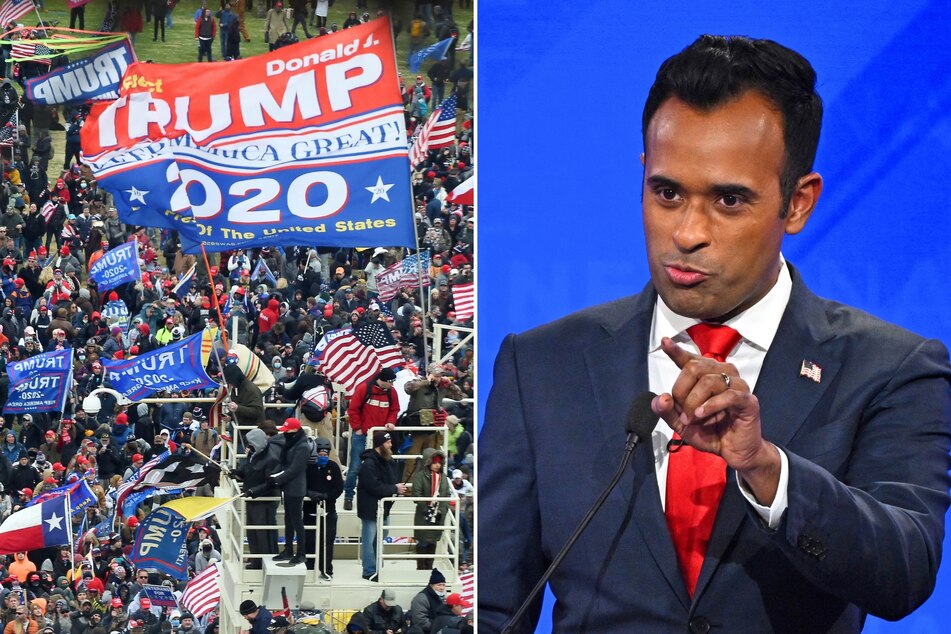 During a town hall event on Wednesday, presidential candidate Vivek Ramaswamy pushed the idea that the January 6 Capitol riots were an "inside job."