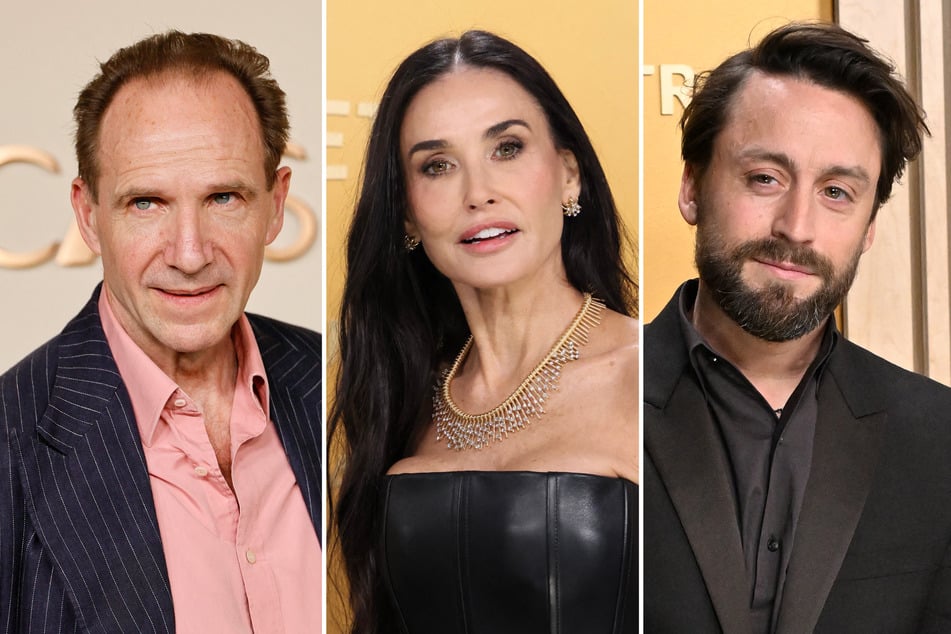 (From l. to r.) Ralph Fiennes, Demi Moore, and Kieran Culkin have all scored nominations at Sunday's 97th Academy Awards.