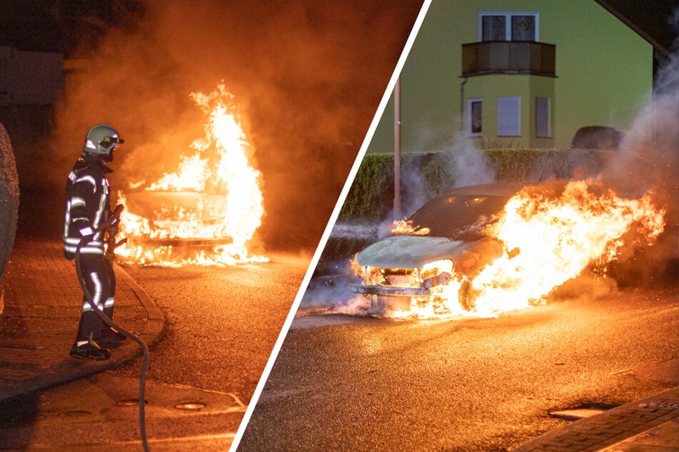 Lauter Knall weckt Anwohner, dann steht ein Auto in Flammen