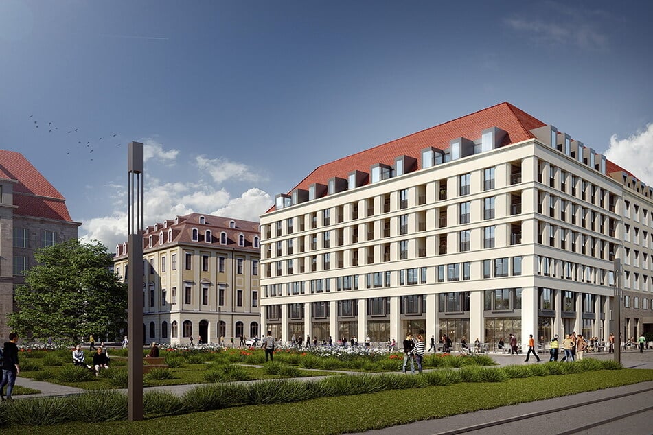 So soll das neue Wohn- und Geschäftshaus mit Hotel aussehen.