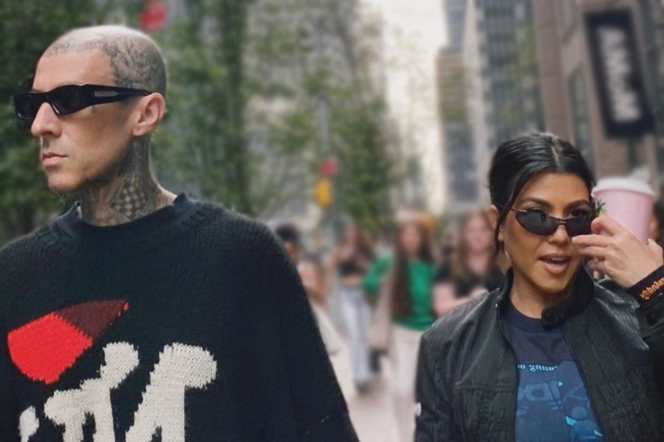 Kourtney Kardashian (r.) and Travis Barker hit the streets of New York CIty.