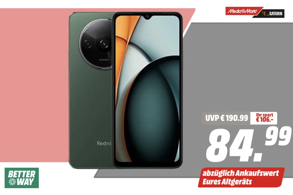 Xiaomi Redmi A3 für 84,99 statt 199,90 Euro - abzüglich Ankaufswert Altgerät.