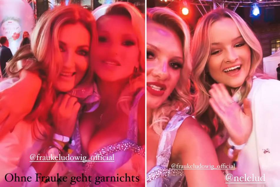 Evelyn Burdecki (32) zeigt sich in ihrer Instagram-Story mit Frauke Ludowig (57, l.) und Tochter Nele (18, r.). (Fotomontage)