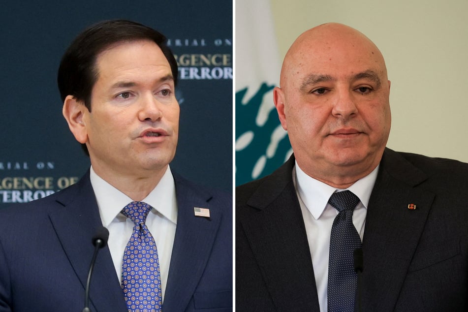 Secretary of State Marco Rubio (l) held talks with Lebanese President Joseph Aoun on Sunday.