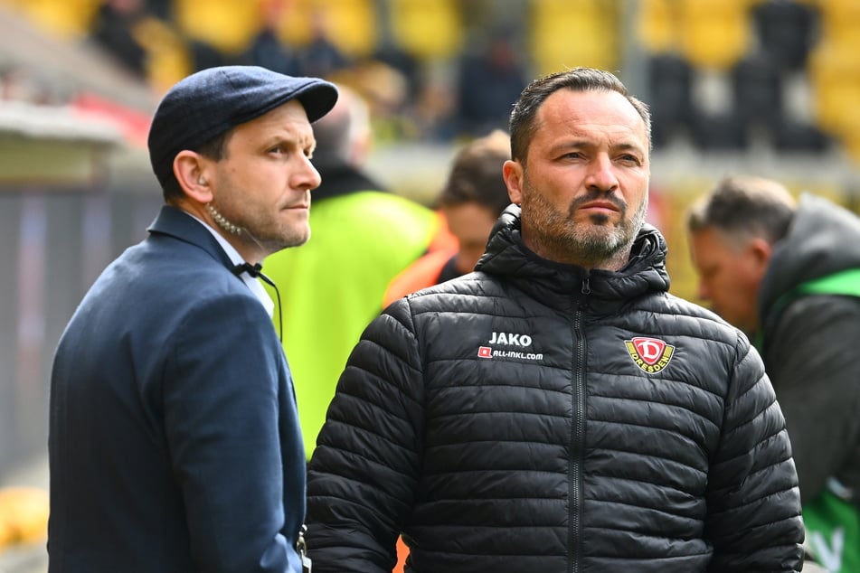 Die Geschäftsleitung alleine (hier David Fischer mit Sportgeschäftsführer Thomas Brendel (49, r.)) allein kann bei Dynamo Dresden nur wenig umsetzen.