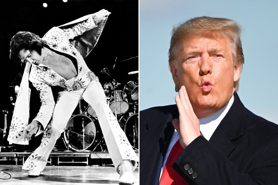 In a bizarre social media post on Sunday, Donald Trump (r.) claimed that people have said "for many years" that he looks just like the musician Elvis Presley.
