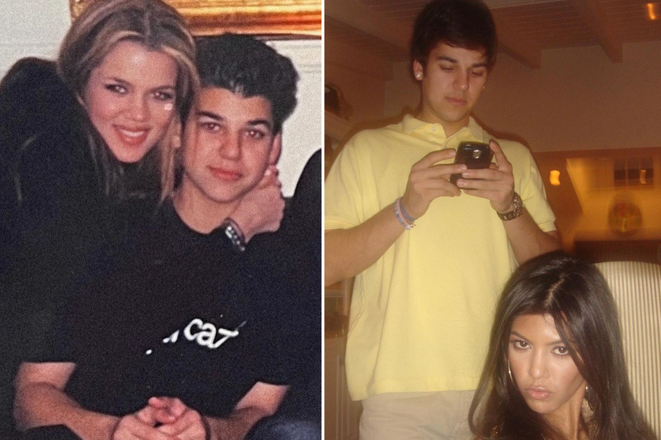 Khloé (l.) and Kourtney (r.) Kardashian both shared old photos with their brother Rob in honor of his birthday on Sunday.