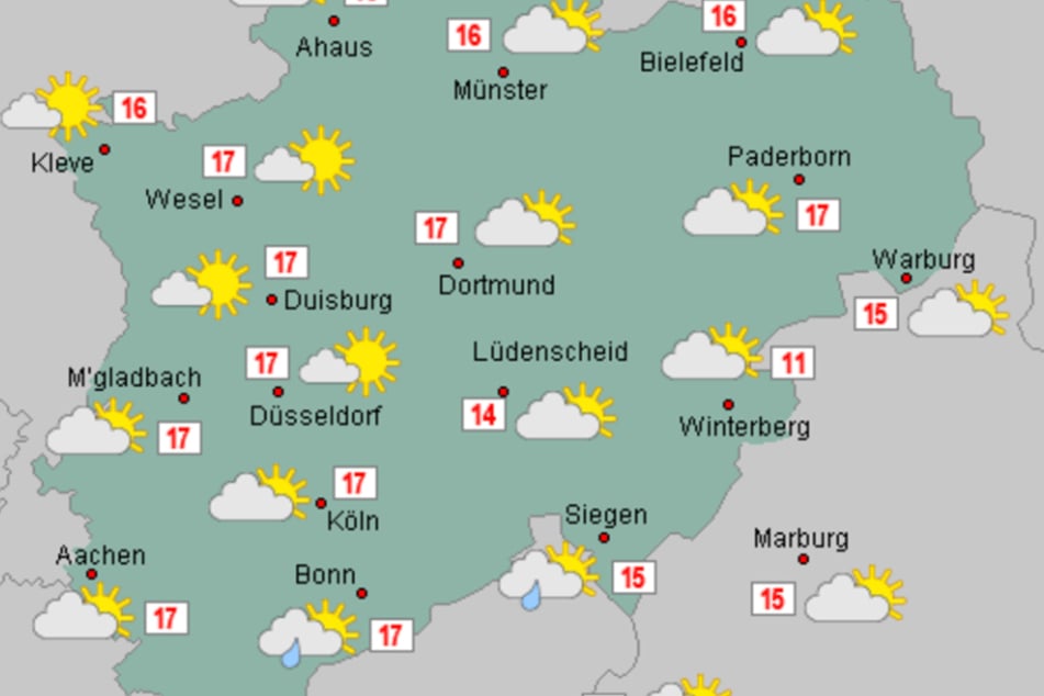 Am Sonntag klettert das Thermometer in Nordrhein-Westfalen auf bis zu 17 Grad.