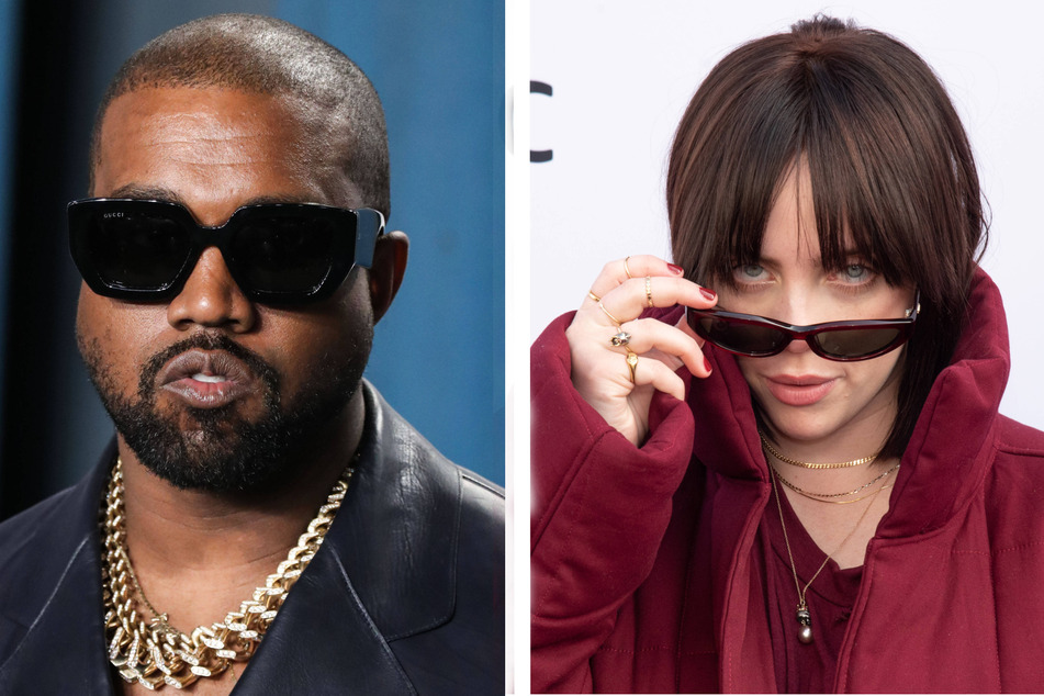 Kanye "Ye" West (l.) has accused Billie Eilish of "dissing" Travis Scott and demanded she apologize.