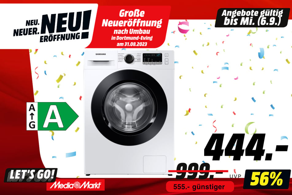 Samsung-Waschmaschine für 444 statt 999 Euro.
