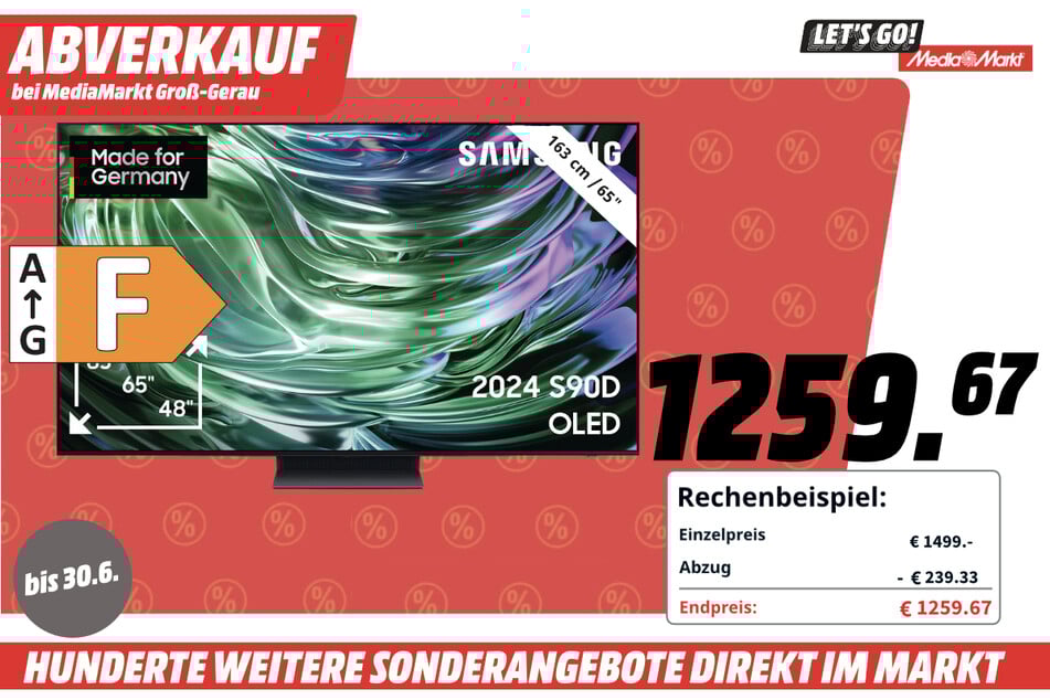 65-Zoll Samsung-Fernseher für 1.259,67 Euro.