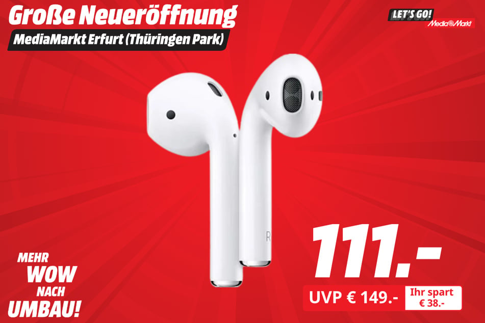 Apple AirPods (2. Generation) für 111 statt 149 Euro