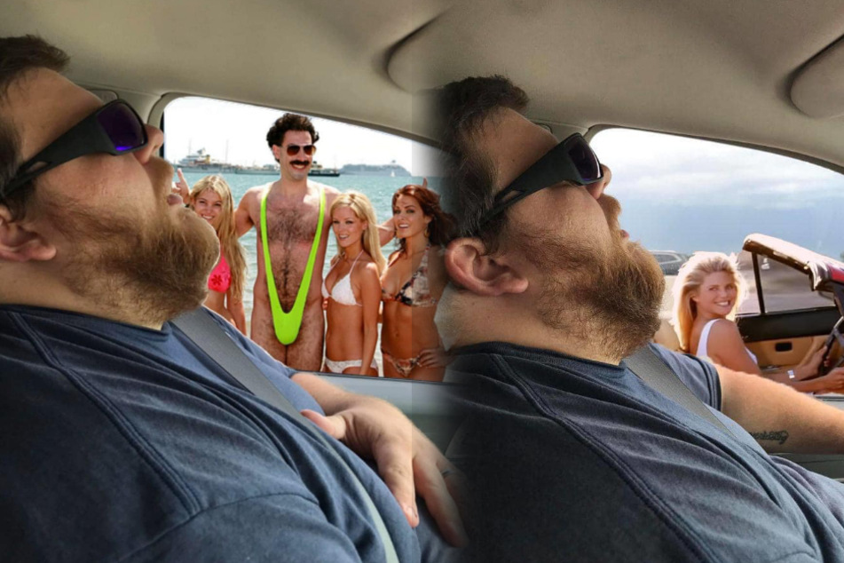 Nate ist im Auto eingeschlafen und seine Frau machte sich einen Spaß daraus.