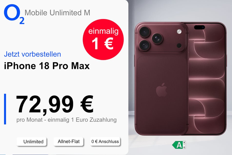 Das brandneue iPhone 18 Pro Max für einmalig 1 Euro bei o2.
