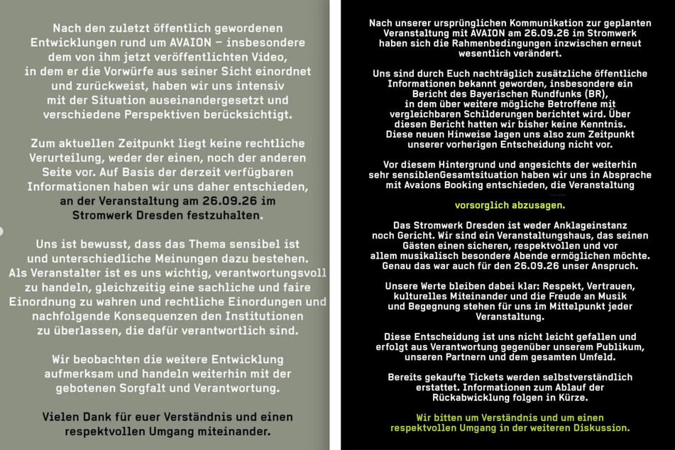 Zwischen den beiden Stellungnahmen des Stromwerks liegen nur wenige Stunden.