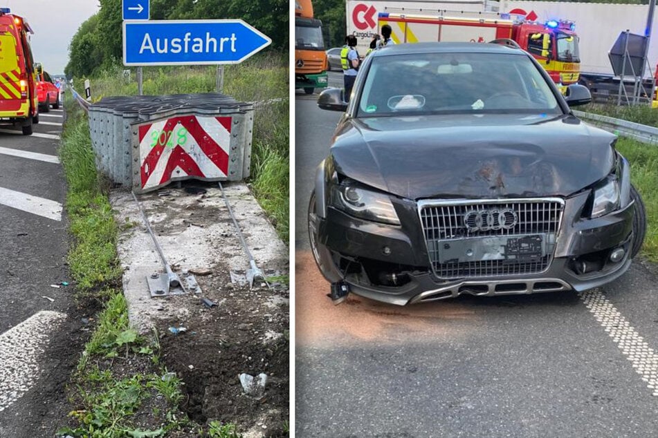 Unfall A3: Audi-Fahrerin verliert Kontrolle auf der A3 und kracht gegen Ausfahrt-Begrenzung