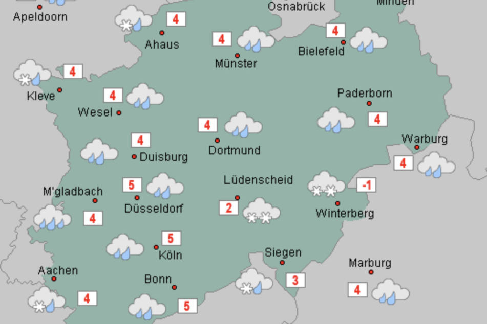 Die Woche startet in NRW mit dichten Wolken und kräftigem Wind.