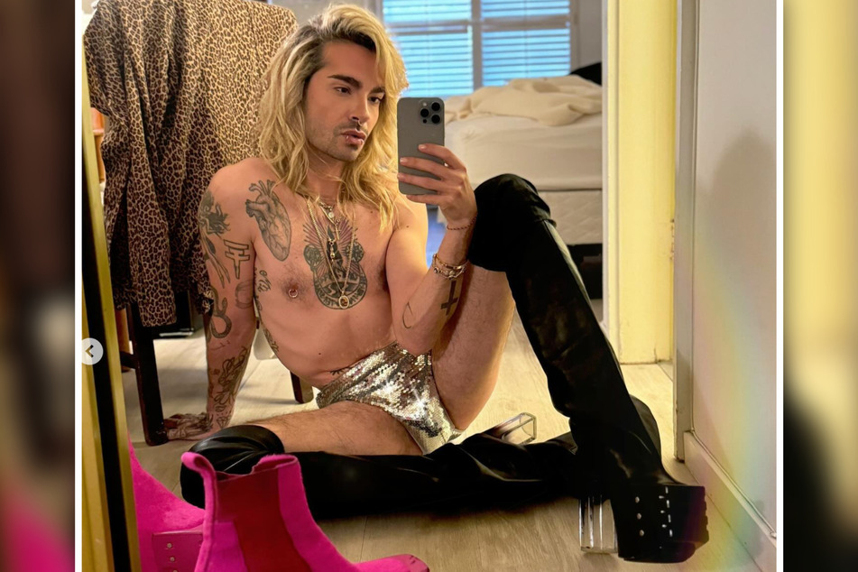 Tokio-Hotel-Frontmann Bill Kaulitz (34) räkelt sich auf einem neuen Selfie in knapper Bekleidung vor seinem Spiegel.
