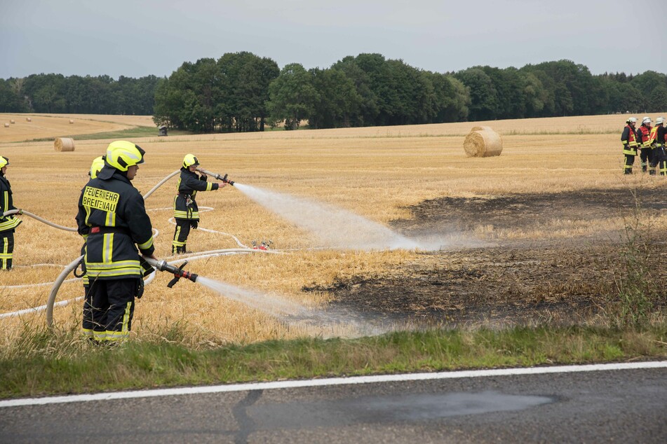 An der B173 bei Memmendorf brannte am Sonntagmittag ein Feld.