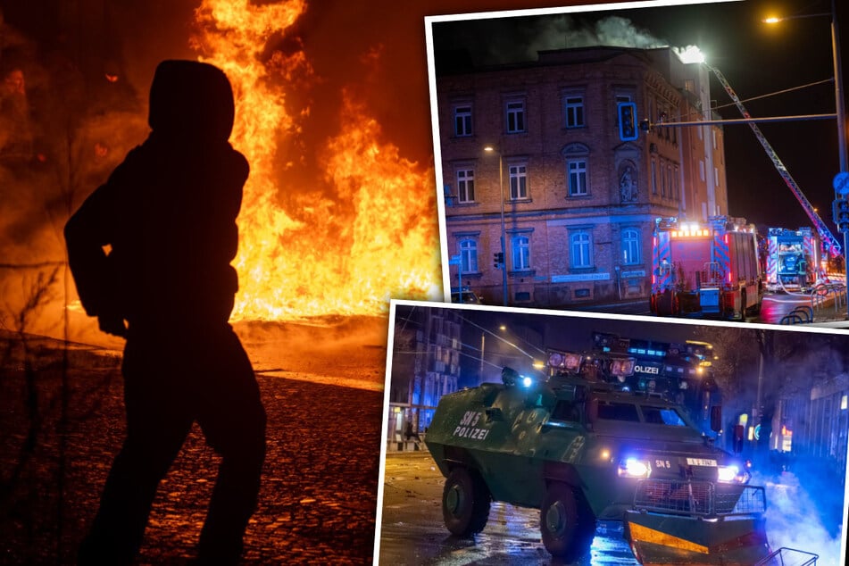 Leipzig: Silvesternacht in Leipzig: Polizei mit Böllern und Farbe beworfen