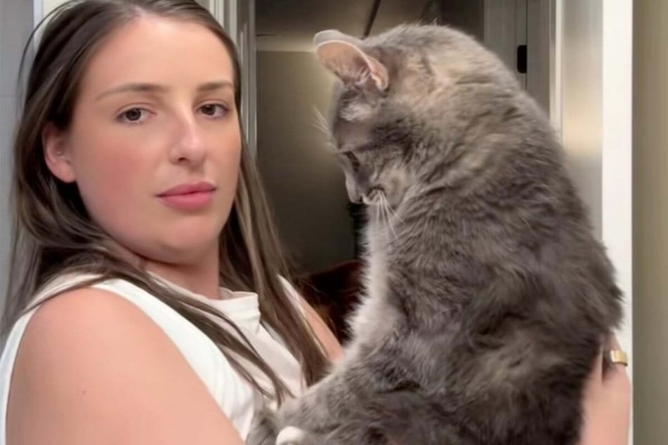 When this young woman recently tried to hug her cat, he gave her the cold shoulder in the funniest way.