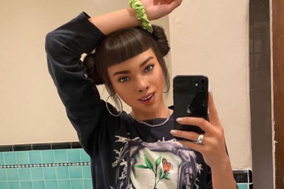 Digital model Lil Miquela taking a selfie.