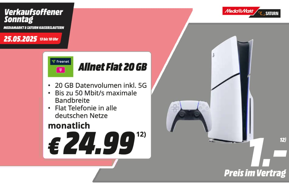 freenet-Tarif abschließen, Sony PS5 für 1 Euro bekommen.