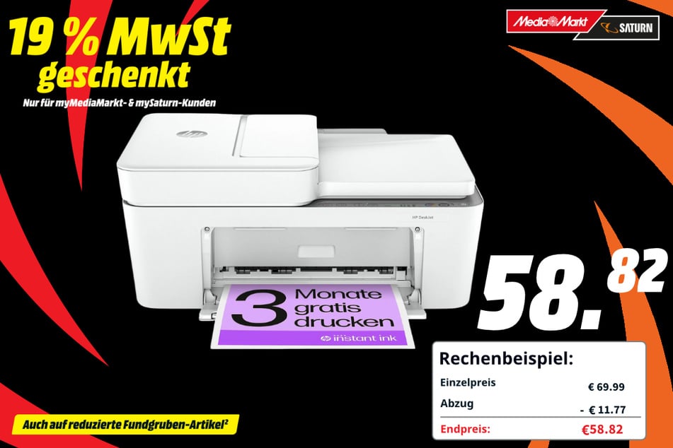 HP-Multifunktionsdrucker für 58,82 Euro.