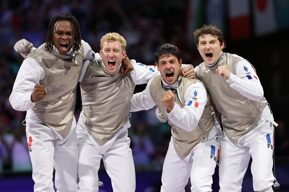 The French men's fencing team also made the "kamehameha" gestures after winning bronze in their event.