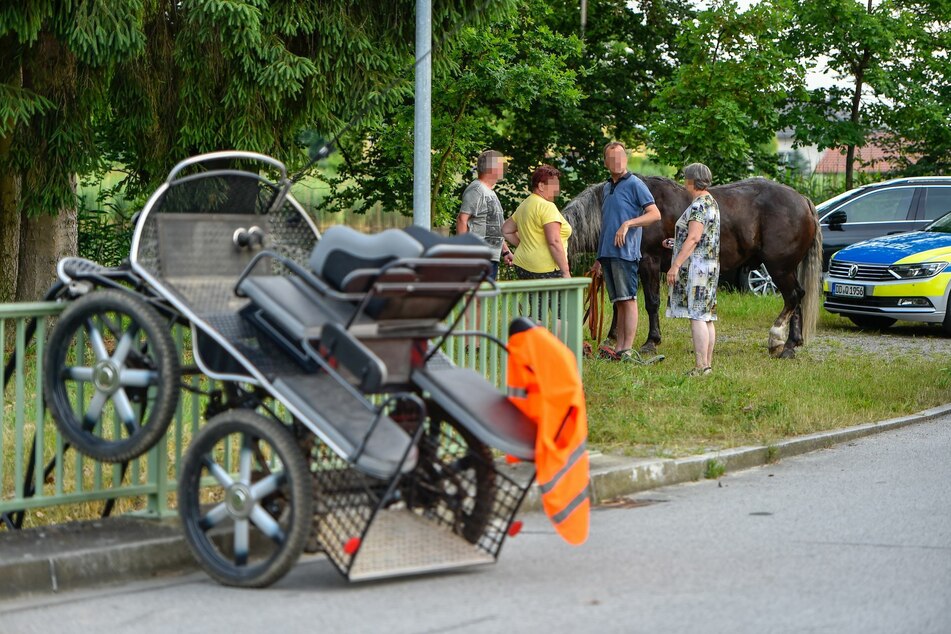 Sowohl der Kutscher als auch das Pferd kamen mit leichten Verletzungen davon. Anwohner kümmerten sich um das aufgeregte Tier.