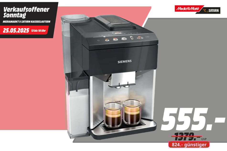 Siemens-Kaffeevollautomat für 555 statt 1.379 Euro.