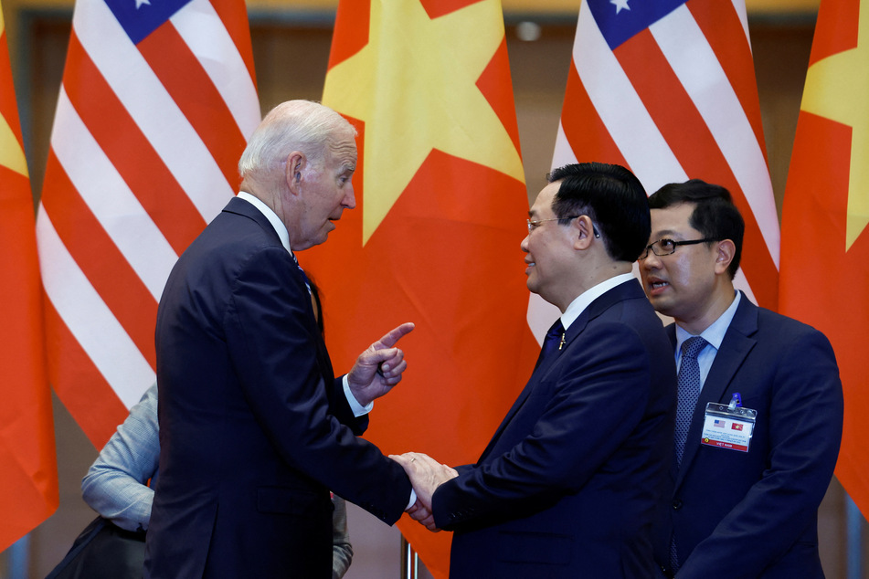President Joe Biden meets with the Chairman of the National Assembly of Vietnam Vuong Dinh Hue in Hanoi on September 11, 2023.