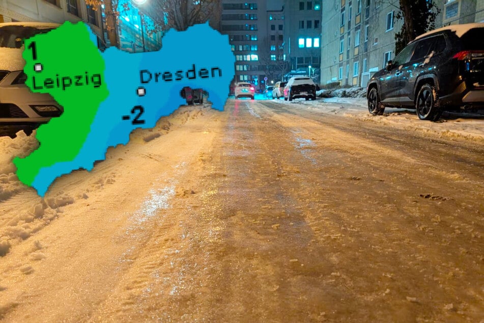Vor allem am Montag und Dienstag kann es auf Sachsens Straßen spiegelglatt werden.