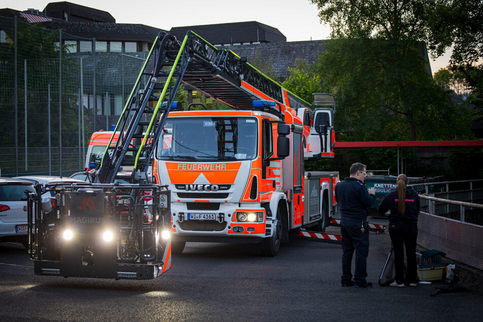 Die Wiesbadener Feuerwehr musste mit allerhand Manpower und großem Gerät anrücken.