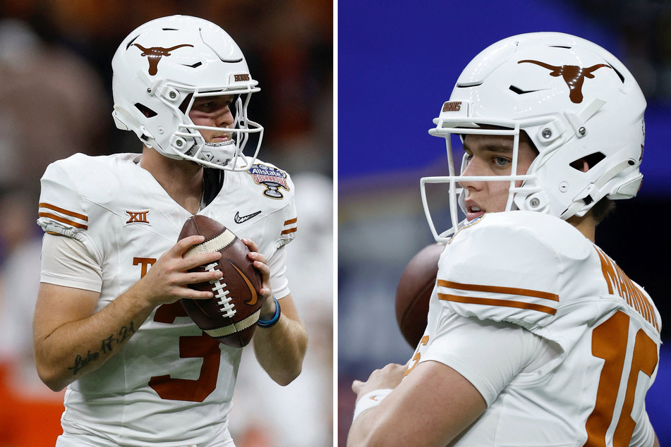 Arch Manning (r) and Quinn Ewers (l) might get a boost to the Texas quarterback room with the No. 1 quarterback, Jared Curtis, potentially taking interest.
