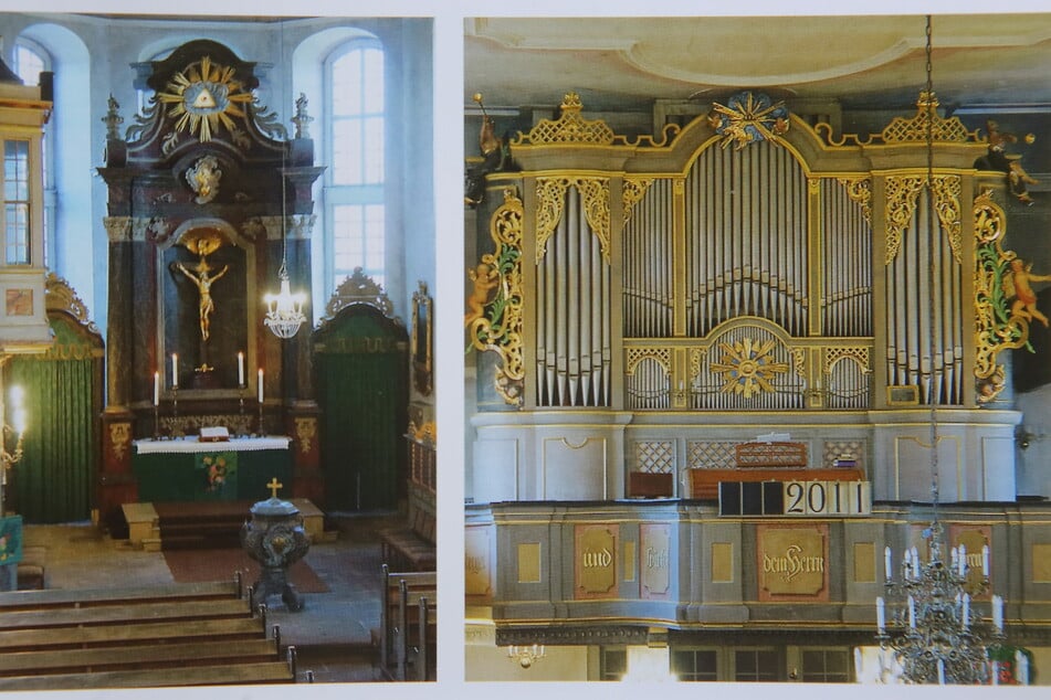 Altar und Orgel der Großröhrsdorfer Stadtkirche waren echte Schmuckstücke. Beide fielen den Flammen zum Opfer.