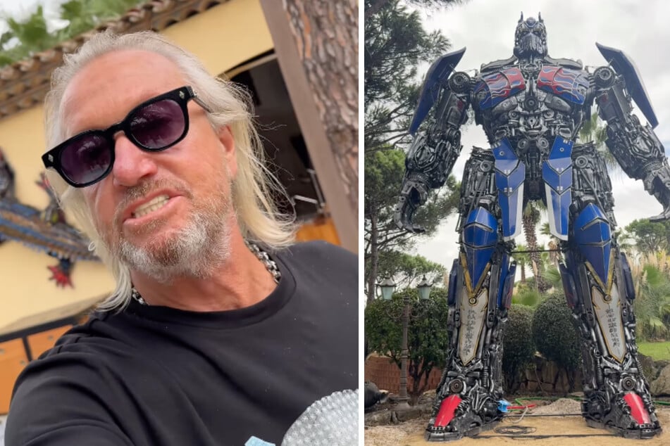 Andere haben Gartenzwerge vor dem Haus, Robert Geiss (60) freut sich über einen zehn Meter hohen "Optimus Prime" aus Schrott.